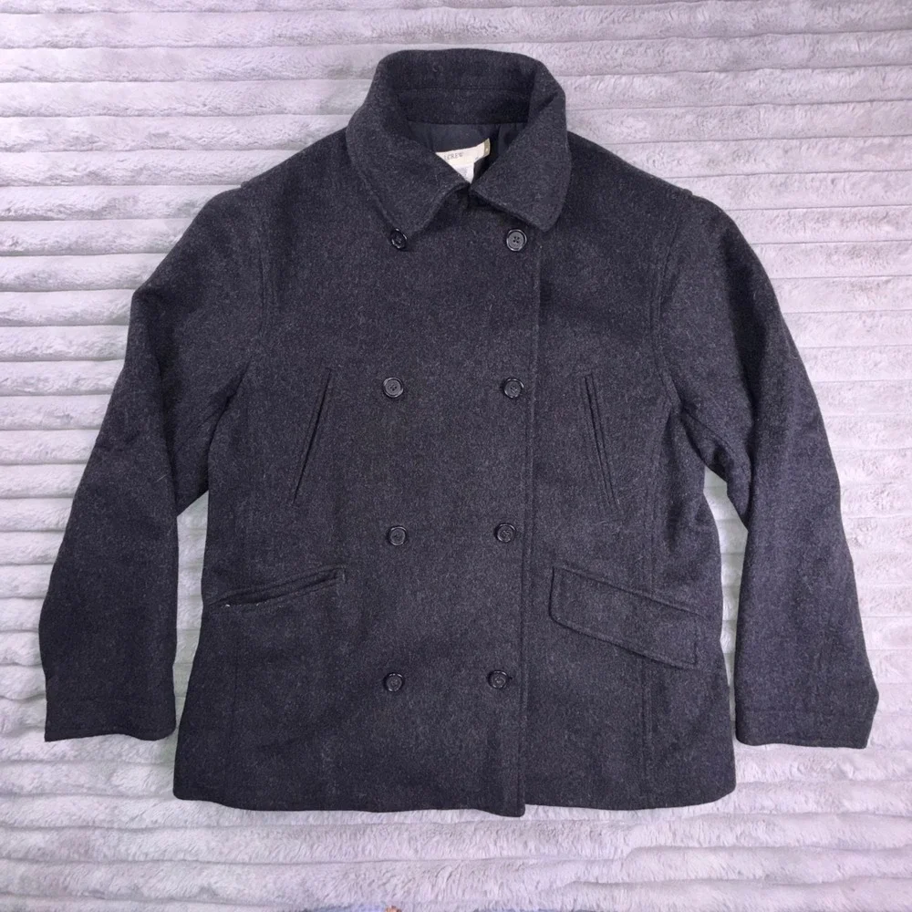 J. Crew Cashmere‎ Blend Wool Pea Coat Women's Medium Double Breasted Gray - Picture 3 of 11
